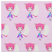 Fille d'une chevelure rose d'Anime de Neko, tissu (Fermer)