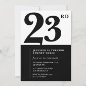 Fille Elegant 23e anniversaire invitation Black Wh (Devant)