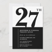 Fille Elegant 27e anniversaire invitation Black Wh (Devant)