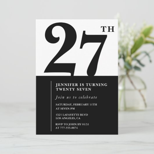 Fille Elegant 27e anniversaire invitation Black Wh (Debout devant)