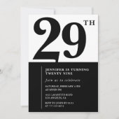 Fille Elegant 29e anniversaire invitation Black Wh (Devant)