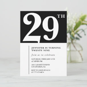 Fille Elegant 29e anniversaire invitation Chic Sim