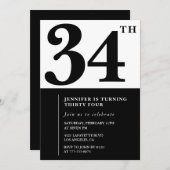 Fille Elegant 34e anniversaire invitation Black Wh (Devant / Derrière)