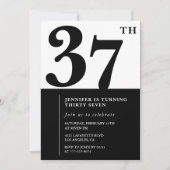 Fille Elegant 37e anniversaire invitation Black Wh (Devant)