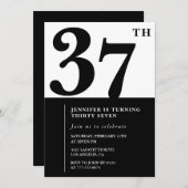 Fille Elegant 37e anniversaire invitation Black Wh (Devant / Derrière)