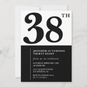 Fille Elegant 38e anniversaire invitation Black Wh (Devant)