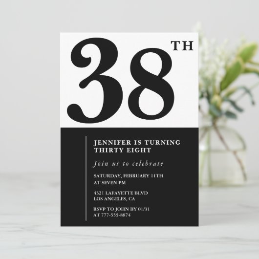 Fille Elegant 38e anniversaire invitation Black Wh (Debout devant)