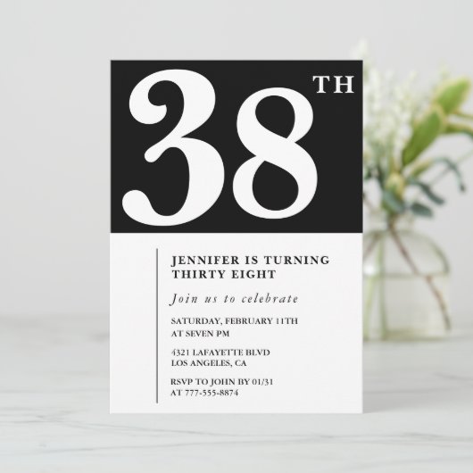 Fille Elegant 38e anniversaire invitation Chic Sim (Debout devant)