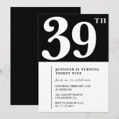 Fille Elegant 39e anniversaire invitation Chic Sim (Devant / Derrière)