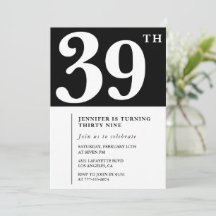 Fille Elegant 39e anniversaire invitation Chic Sim