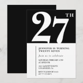 Fille Élégant Invitation d'anniversaire 27 ans Chi (Devant / Derrière)