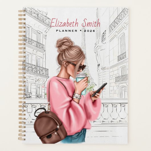 Fille élégante avec du café à Paris (Devant)