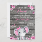 Fille Elephant Drive Par Baby shower Invitation ro (Devant)