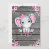 Fille Elephant Drive Par Baby shower Invitation ro (Dos)
