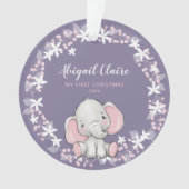 Fille Eléphant Rose Violet Floral 1er Noël (devant)