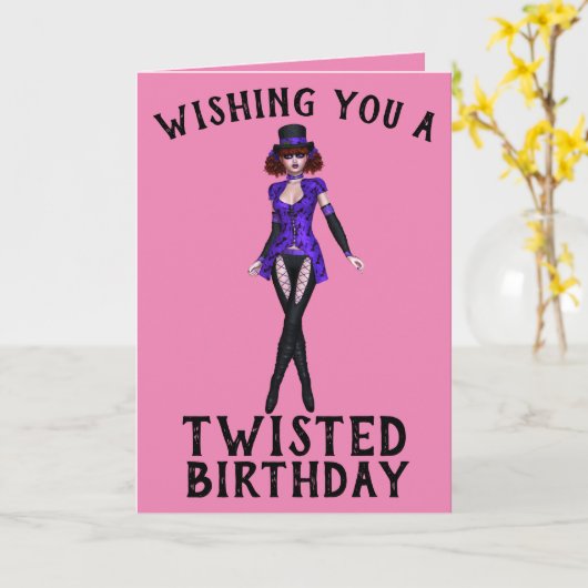 FILLE ÉMOO GOTHIQUE, CARTES D'ANNIVERSAIRE TORDUES (Fleur jaune)