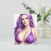 Fille en bikini Art carte postale Cheveux Violets  (Debout devant)