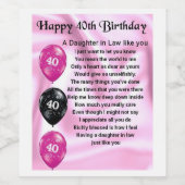 Fille en droit Poème bouteille Étiquette 40e anniv (Étiquettes simples)