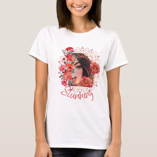 Fille en fleurs, imprimer sur demande t-shirt (Devant)
