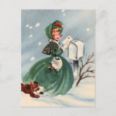 Fille en manteau vert Mailing Cartes de Noël (Devant)