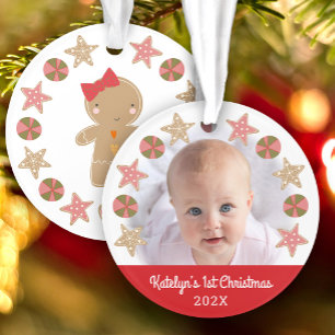 Fille en pain d'épices Bébé rouge Premier Noël Pho