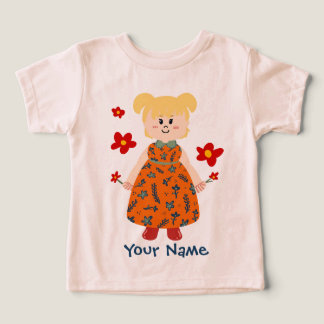 Fille en robe orange (nattes) Nom personnalisé Tou