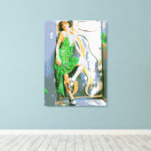 fille en robe verte toile enveloppée (Insitu (Plancher de Bois))