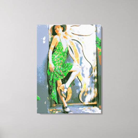 fille en robe verte toile enveloppée (Recto)