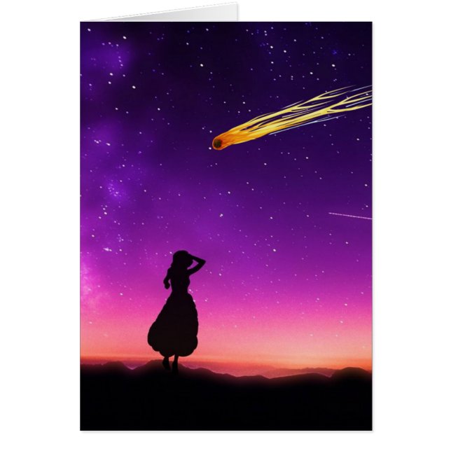 Fille en silhouette regarde un météore s'écraser s (Devant)