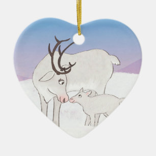 Fille et bébé rennes ornement d'arbre de Noël
