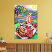 Fille et chat dans la nature Impression sur toile (Insitu(Salon))