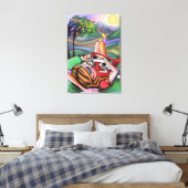 Fille et chat dans la nature Impression sur toile (Insitu(Chambre))