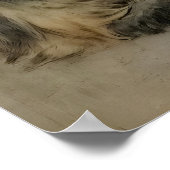 Fille et chat impression antique, Vert sauge rusti (Coin)