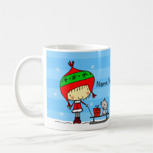 Fille et chat mignons de Noël de ♥ de TASSE de