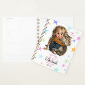Fille et chaton monogramme initiale et nom (Devant avec enveloppe)