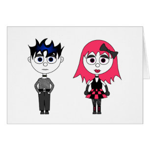 Fille et garçon mignons de Goth de bande dessiné
