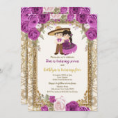 Fille et garçon Purple & Gold Invitation d'anniver (Devant / Derrière)