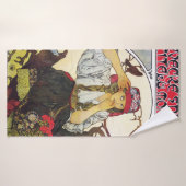 Fille et géranium, Mucha (Serviette de bain)