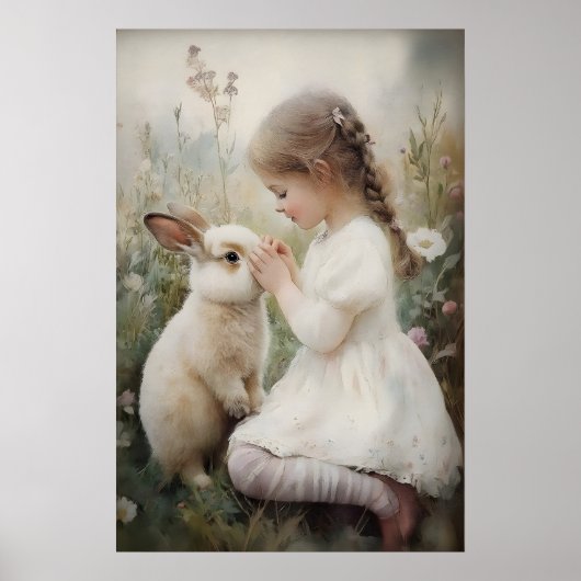 Fille et lapin Impression de lapin de Pâques, Vill (Devant)