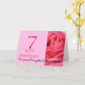 Fille et mari Anniversaire Carte Rose rose (Fleur jaune)