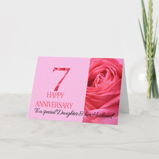 Fille et mari Anniversaire Carte Rose rose (Devant)