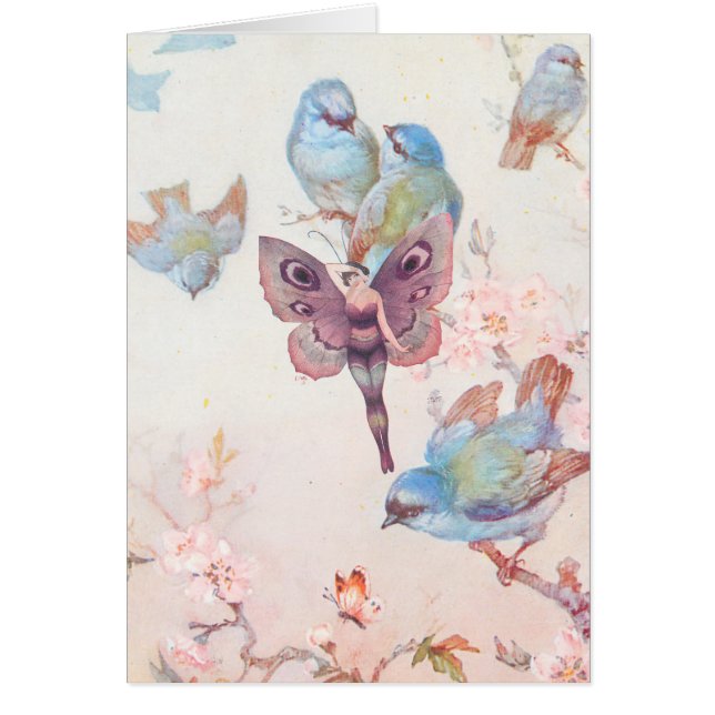 Fille et oiseaux bleus féeriques violets (Devant)