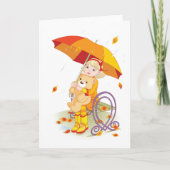 Fille Et Ours En Teddy Dans Les Cartes De Voeux De (Devant)