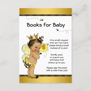 Fille ethnique Bee Bring A Book Cartes d'insertion