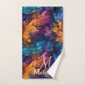 Fille étincelante Marine bleu violet Feuilles (Serviette à main)