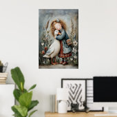 Fille étreint un canard d'amour Impression d'art v (Bureau à domicile)
