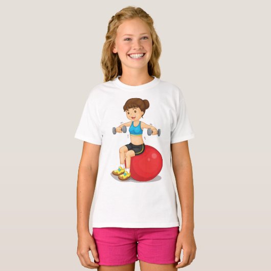 Fille Exercice Avec Poids Filles T-Shirt (Devant entier)