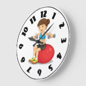 Fille Exercice Avec Poids Horloge (Angle)