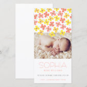 Fille Faire-part de naissance de marguerite rose j (Devant / Derrière)