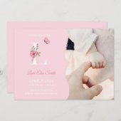 Fille faire-part de naissance initiale L (Devant / Derrière)